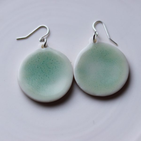 Boucles d'oreilles en porcelaine émail vert bulles